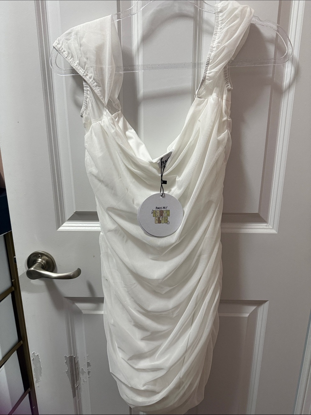 Princess Polly White Draped Cowl Mini Dress NWT